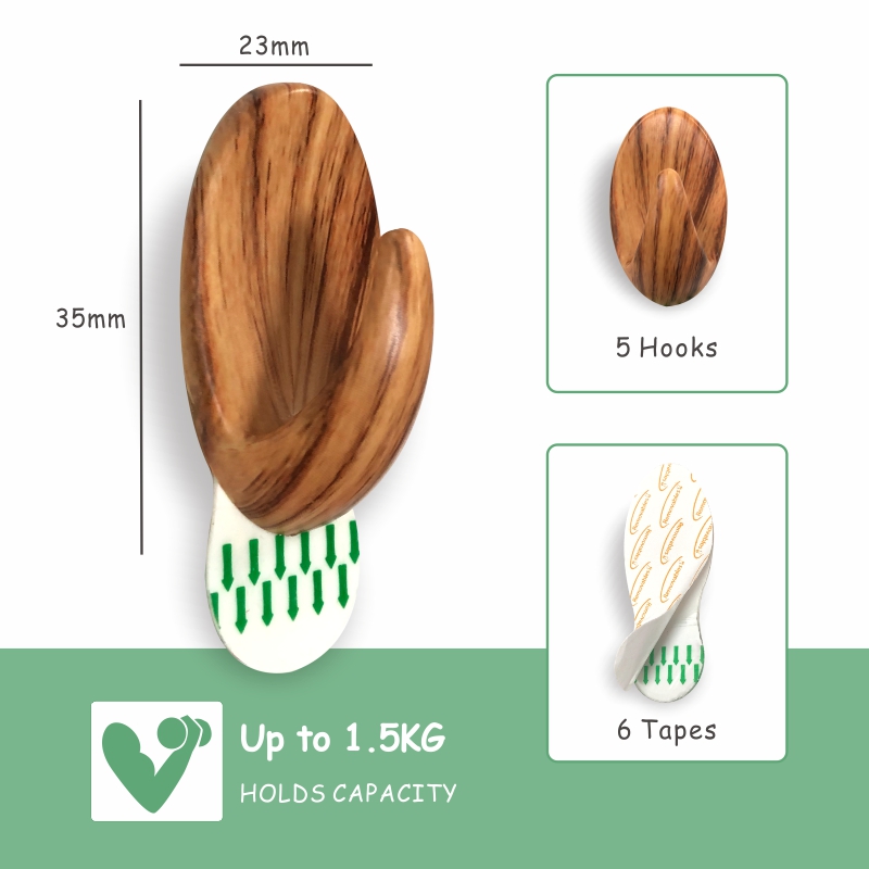 wooden hooks adhesive sticker