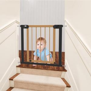 Auto Close No Drilling Stair Barrier Wooden Baby Gate