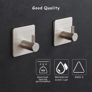 Self-adhesive Stainless Steel removable clear adhesive strong Metal Hook